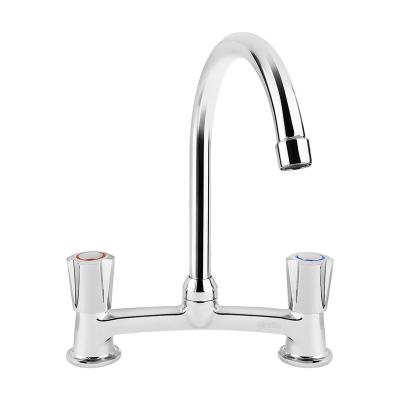 China Modern Double Handle Plastic Body Chrome Plated Water Mixer Bathroom Kitchen Faucet Long Spout SS304 Elbow Brass Water Tap 20LL1003400 for sale