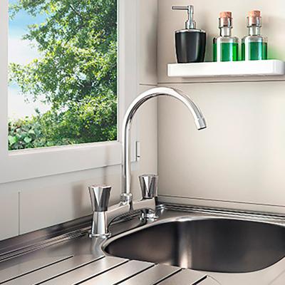 China Modern Water Mixer Basin Spout Factory Supply SS304 ABS Double Lever Hot And Cold Rotating Faucet 20LL1003400 for sale