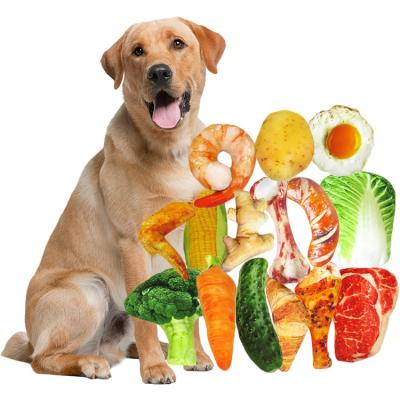 China Wholesale Viable Plush Toy Vegetable Puppy Set Pet Simulation Squeaky Dog Toy for sale