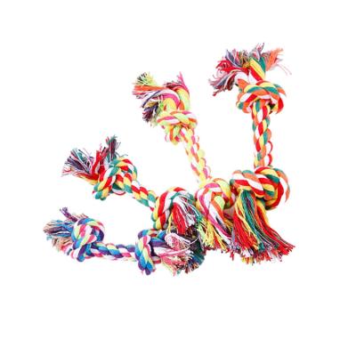 China Sustainable Natural Cotton Rope Dog Chewer Plush Traction Rope Pet Toy Knotted Toys Dog for sale