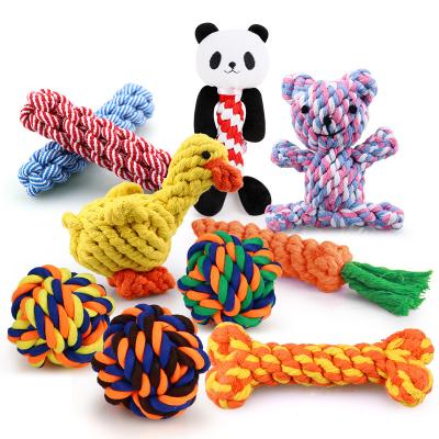 China Viable Hemp Resistant Bite Cotton Ball Toy Teddy Bite Dog Toy Strings Molar Set for sale