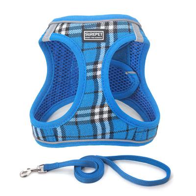 China New Luxury Custom Adjustable Plaid Dog Harness for sale