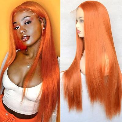 China Other Fashion Women Wigs Orange Wig Natural Synthetic Hair Long Wigs for sale