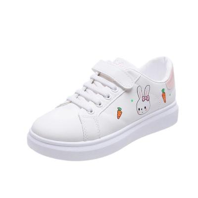 China Other children's big children's round toe lace-up sports shoes 2021 new flat bottom student cartoon cute white shoes small for sale