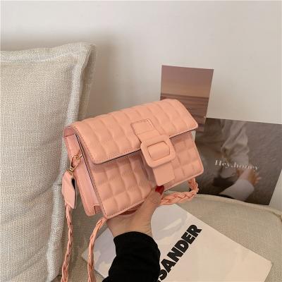 China Other New Solid Color PU Woven Chain Vintage Designer Soft Leather Square Handbags Hang Bags Women Printed Women's Handbags Bag for sale