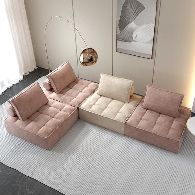 China (Size)Wholesale Adjustable Living Room Furniture Fabric Square Bounce Sponge Corner Sofa Modern Lazy Sofa Lounge Chair for sale