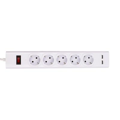 China 5 outlet CE GS Tested Power Strip 1.5m Cord with Switch, 2USB, Surge Protector for sale