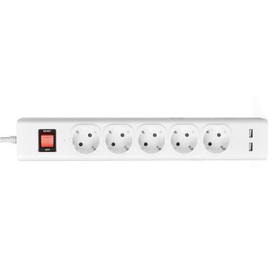 China 5 outlet CE GS Tested Power Strip 1.5m Cord with Switch, 2USB, Surge Protector for sale