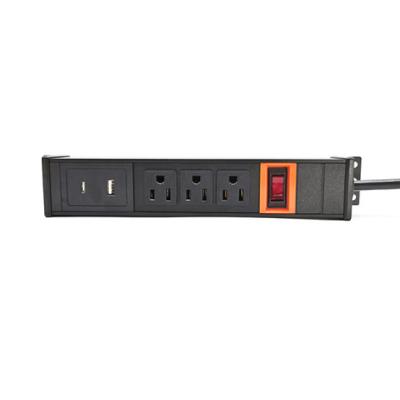 China 3 Outlet America Type PDU Extension Socket With Switch, USB Type C Overload Protector for sale