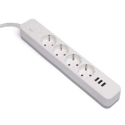 China 4 outlet Germany Type Extension Socket With On/Off Switch 3USB for sale