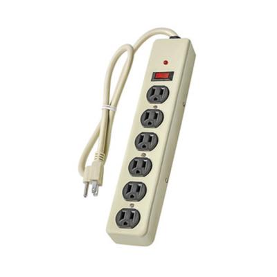 China 6 outlet Metal UL Power Strip and Extension Socket With 15A Circuit Breaker Surger Protector Reset Switch for sale