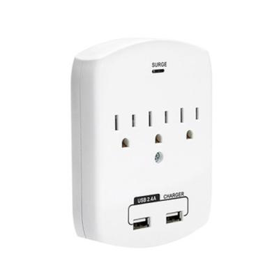 China Wall Power Socket And Wall Tap One Input 3 Outlet 2 USB Surge  UL cUL passed for sale