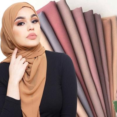 China Available Empty Women Chiffon Fashion Chiffon Solid Color Chiffon Scarf Hijab for sale