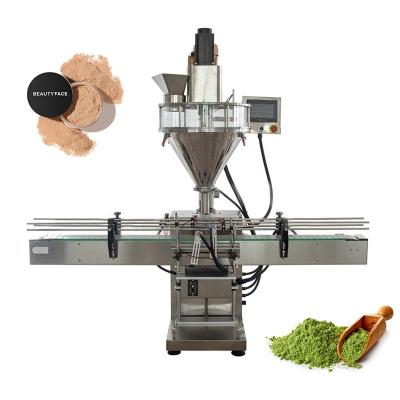 China 10-5000g Food Wash Coffee Round Automatic Bottle Hopper Toner Flour Auger Seasoning Powder Filling Machine for sale