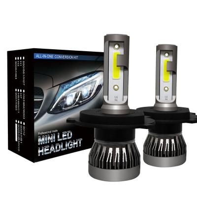 China Autodragons 6000LM Bright White 6000K Fanless Mini Fanless Cob All In One Headlight Assembly Car Led Bulbs Headlights Auto Driving Light for sale