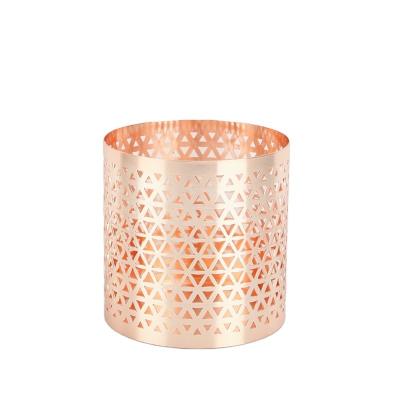 China Home Decor Plating Iron Metal Rose Gold Carton Packaging Candlestick Holder 1 Color Accepted Candle Jar Holders Decoration for sale