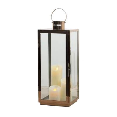 China Morden Classic Lantern Stainless Steel Stand Garden and Home Lantern Gold Silver Multi-Size Outdoor Candle Lantern for sale