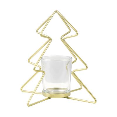 China Morden Tealight Candle Holders Christmas Metal Glass Votive Candle Holder for sale