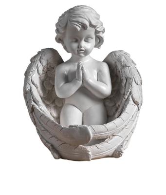 China Home Decoration Factory Resin Sculpture Tealight Candlesticks Stage Decoration Resin Angel Candle Holder Wholesale for sale