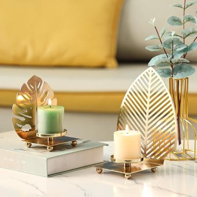 China European creative candle holder decoration restaurant decoration of small gift box head French simple handmade golden scented candle lamp for sale