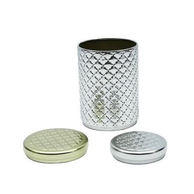 China Luxury Candle Tin Box Lids Non Refillable Glass Jar Lids Printing Metal Candle Holder Tins Single Grommet Box Empty Jar Lid for sale