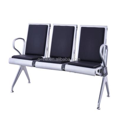 China Metal Waiting Chair Triangle Steel Waiting Chair With Cushion Airport Bench Public Hospital Waiting Sofa for sale