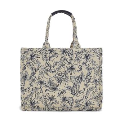 China Other Customized Large Women Handbags Print Pattern Canvas Top Handle Tote Luxury Handbags Ladies for sale