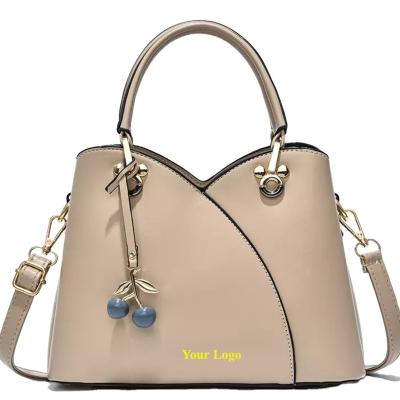 China Luxury PU Leather Ladies Handbags Lady Factory Price Elegant Tote Fashion Women Large Handbags With Pendant Set for sale