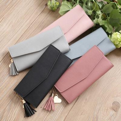 China NO 2019 Fashion Heart Pendant Long Wallet Women's Purse Pu Leather Women Wallets Grabs Bag for sale