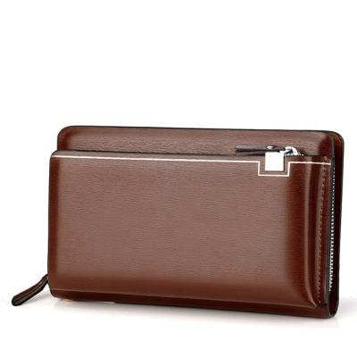 China Long New Durable Mens Bag Large Capacity Multifunction Casual Mobile Clutch Wallet Double Zipper for sale