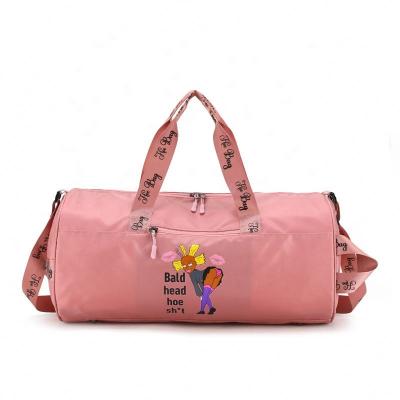 China Pink Fashion Travel Bag Sports Waterproof Shoulder Logo Large Capacity Storage Custom Fitness Print Hand for sale