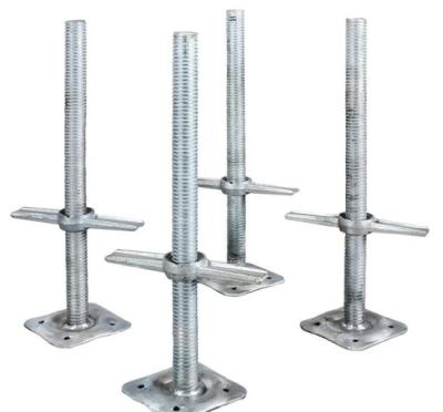 China Construction HDG Scaffolding Adjustable Hollow Screw Jack With Base Plates for sale