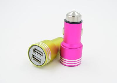 China Life Hammer 2.4A Metal Car Charger Dual USB Port Different Colored ZQ-N404 for sale