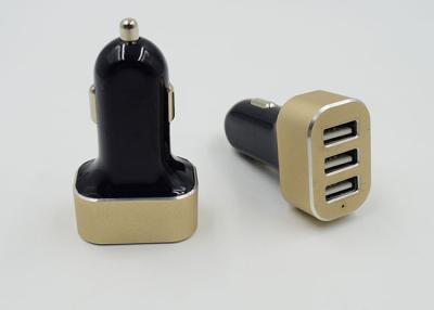 China Android Phones Gold 3 Port USB Car Charger Multiple Port Customized OEM / ODM for sale