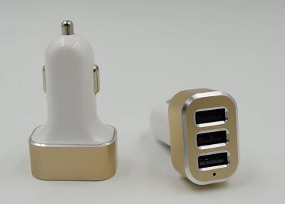 China 6.6A Mini Metal Portable 3 Port USB Car Charger , Silver / Gold Car Charger for sale