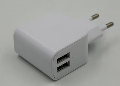 China Professional EU Socket ABS Travel Adapter With USB Port , Dual USB Phone Charger for sale