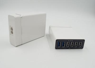 China 100V - 240V Input Portable 6 Port USB Wall Charger PC Material With 80CM AC Cord for sale