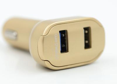 China Gouden Dubbele Havenqc 2.0 Autolader voor Mobiele Telefoon, de Snelle Micro USB van de Autolader Te koop