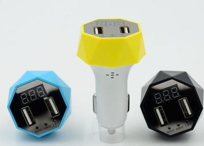 China Blue 5V Car Charger Dual USB Car Charger Port With LED Screen for sale