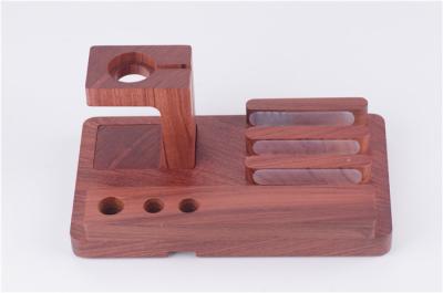 China Red Color Multi Device Dock Charging Station With Pen/Phone Holder Wood Material for sale