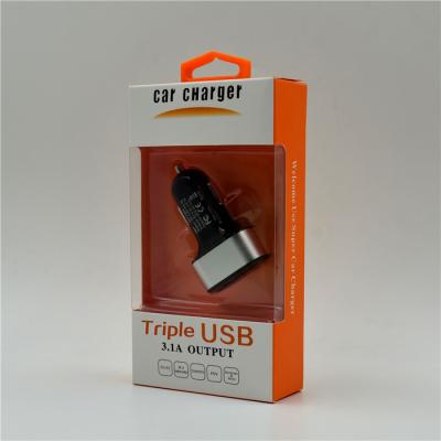 China La PC/Alumium Shell USB tres vira el cargador 3A del coche hacia el lado de babor hecho salir para Apple/Android en venta