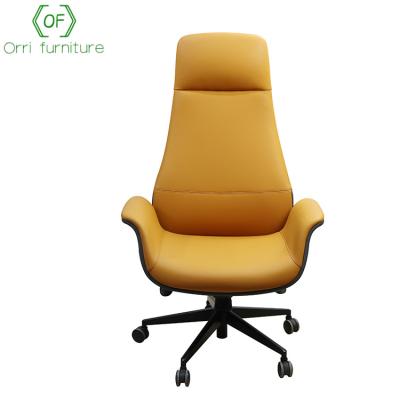 China Hot China Design Home Office Executive Furniture Orange Leather Revolving Office Chairs Luxury for sale