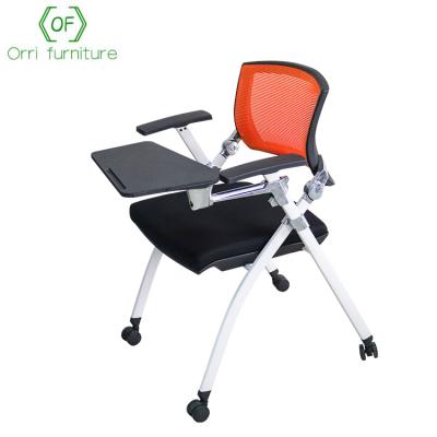 China Orri Furniture Foldable Office Chair Foldable Student Training Chair with Notepad for sale