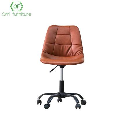 China (Size) Orri Furniture Antique Patchwork Leather Brown Adjustable Swivel Lift Office Chair Without Armrest for sale