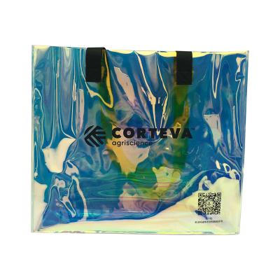 China Custom Iridescent Logo Reusable Plastic Shopping Bag Reusable Shopping Bag for sale