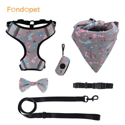 China Fondopet Padded Custom Harness No Pull Adjustable Small Dog Vest Leash Collar Harness Set Harness For Dog for sale