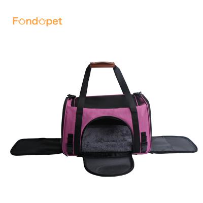 China Factory Custom Made Breathable Fondopet Oxford Portable Pet Supplies With Soft Edge Pet Cat And Dog Tote Bag for sale