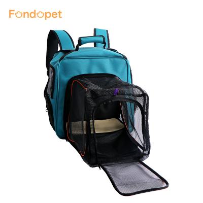 China Fondopet Factory Price Oxford Mesh Pet Backpack Dog Travel Viable Custom Made Pet Expandable Cat Carrier Backpack For Hiking for sale