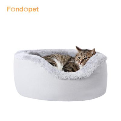 China Custom Made Fondopet Cooling Soft Comfortable Round Shaped Cat Sleeping Bed For Pet Cat for sale