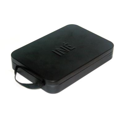 China Custom Embossed Box Tin Case With String Earphone Logo Small Black Metal Gift for sale